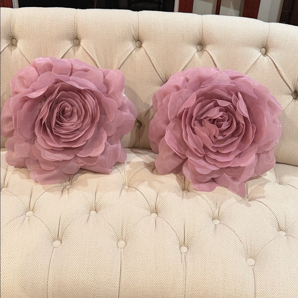 Blush Pink Decorative Rose Accent Pillow - Brand